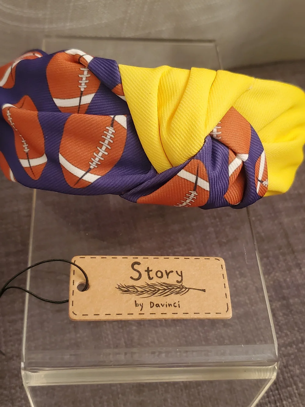 Women's Football Print Knot Headband - Yellow & Purple